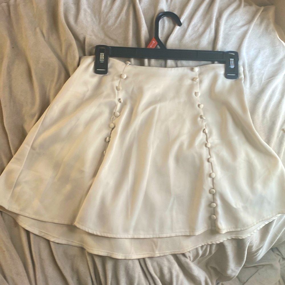 UO silk off wite mini skirt